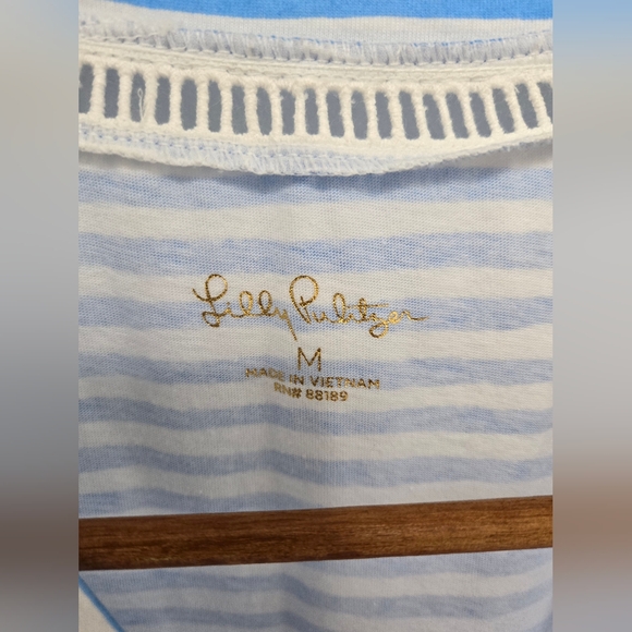 Lilly Pulitzer Agee Dress, White / Blue Stripe, Size Medium - Picture 3 of 5